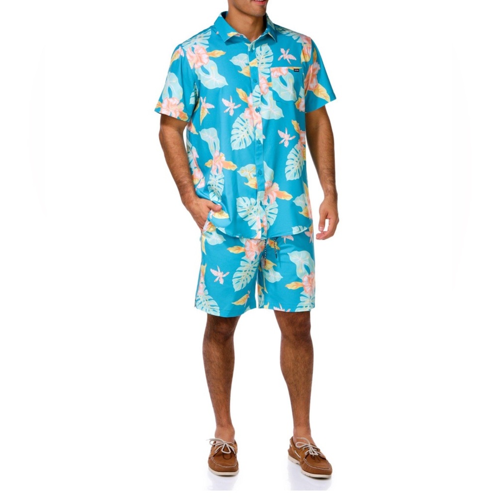 Hurley Aqua Floral Men's Board Shorts - Picture 4 of 14
